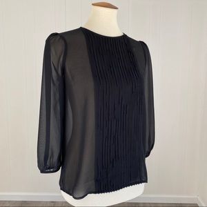 Chic Broadway & Broome Sheer Black Ruffle Blouse